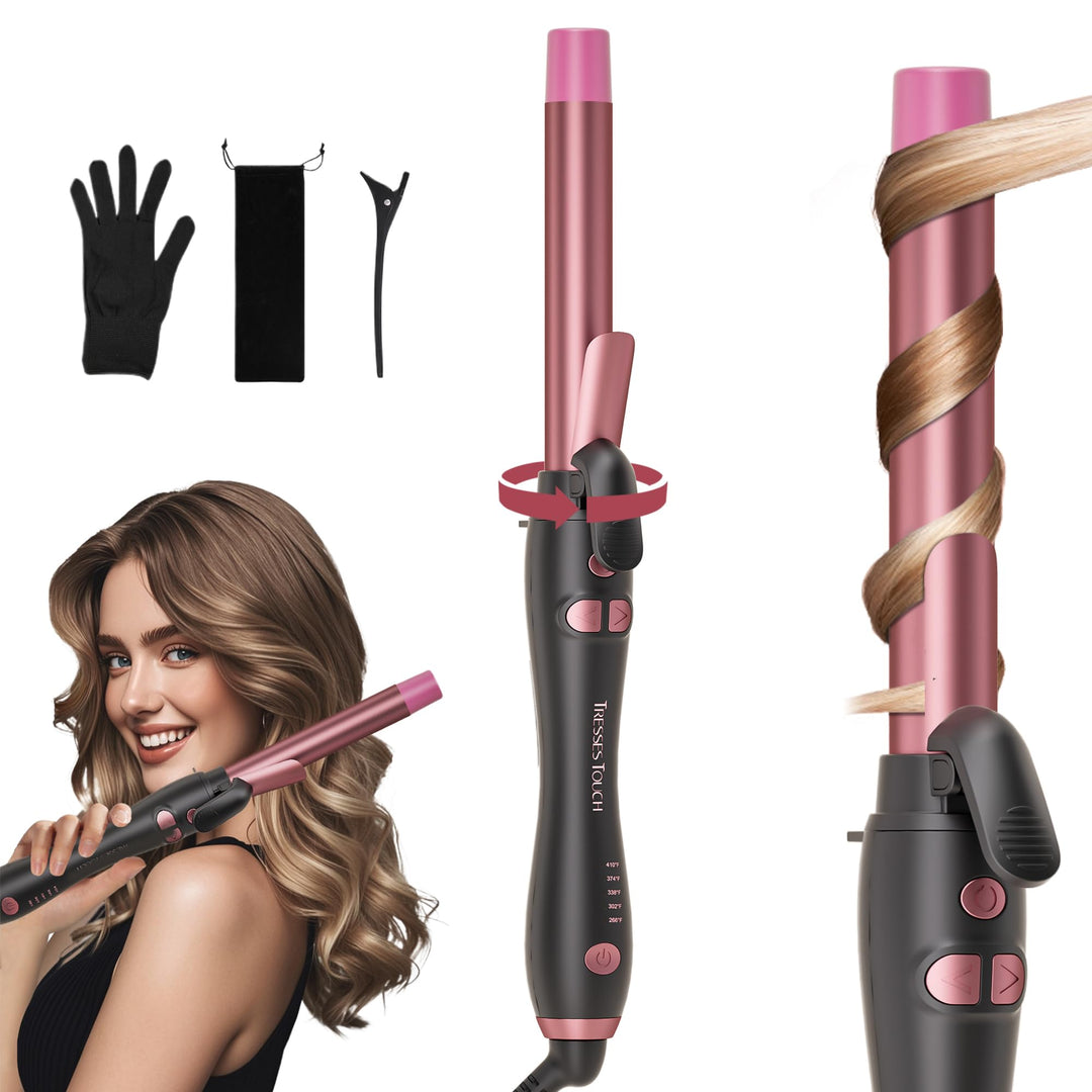 Lockenstab Automatisch Hair Curler with Klemme, Rotierend Curling Iron 1 Inch mit Tourmalin Keramik,