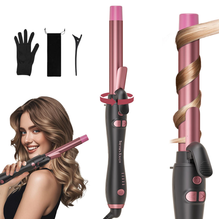 Lockenstab Automatisch Hair Curler with Klemme, Rotierend Curling Iron 1 Inch mit Tourmalin Keramik,