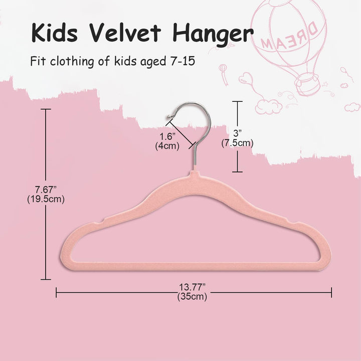 Stormix Kinder Kleiderbügel 32er-Pack, 35cm rutschfeste Kleiderbügel für Kinder, Samt-Kleiderbügel m