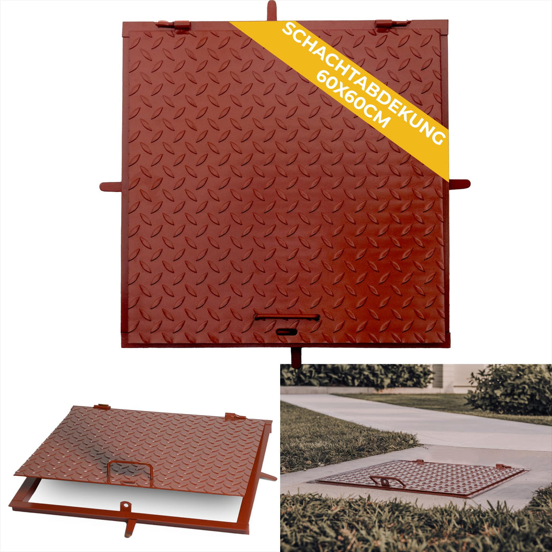 Schachtabdeckung 60x60 cm STREND PRO - 3mm Metall Schachtdeckel 600x600 | Begehbar, UV-beständig, Ab