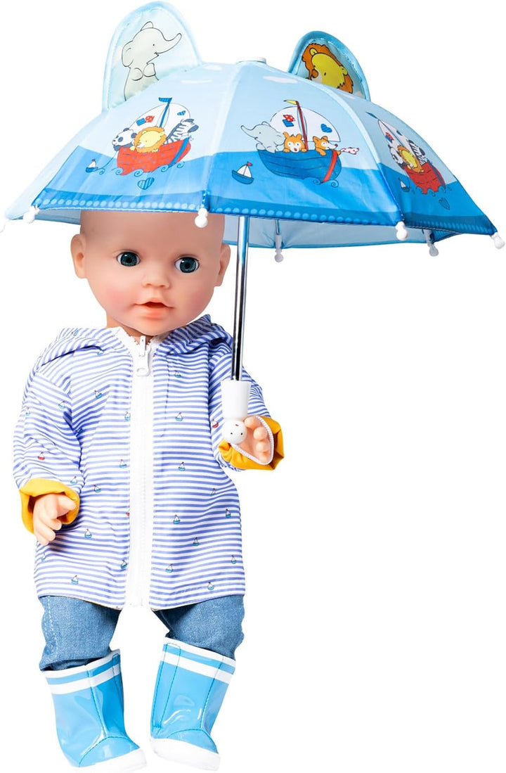 Heless 1525 - Wendeanorak mit Kapuze für Puppen im Design Maritim, Grösse 28 - 35 cm, schützt vor Wi