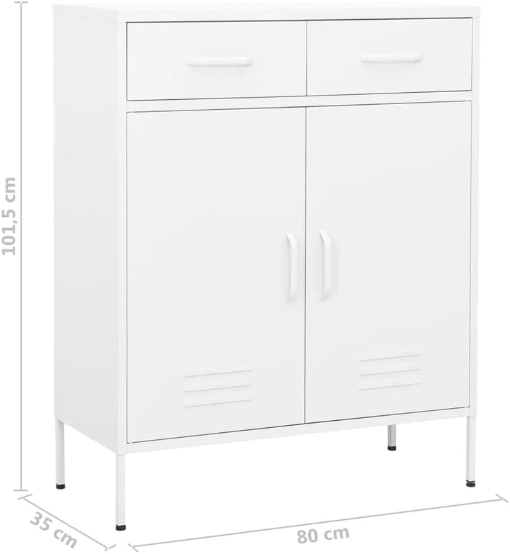 Homvdxl Aufbewahrungsschrank aus Metall mit 2 Schubladen, Aktenschrank mit 2 Türen und Regalen, 80x3