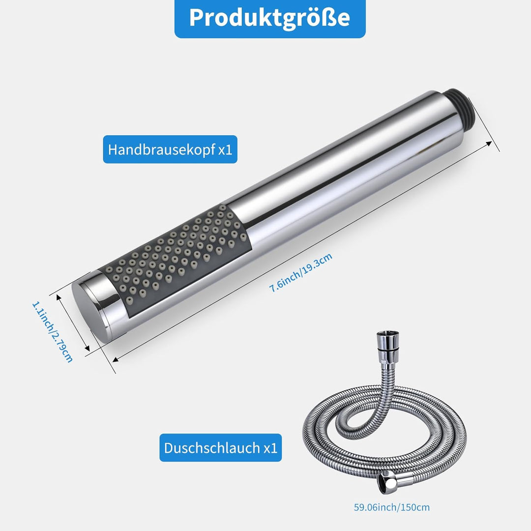 Handbrause für Badezimmer mit 1,5 m Langem Schlauch DETBOM, Duschköpfe Edelstahl, Shower Head Anti-K