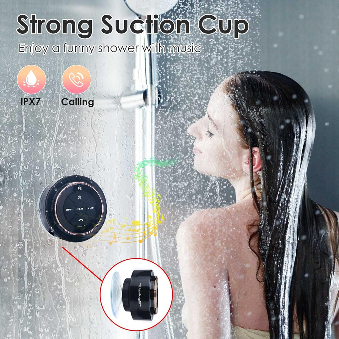 Xleader Dusche Bluetooth Lautsprecher Klein Musikbox, Wasserdicht Bluetooth Lautsprecher mit Saugnap