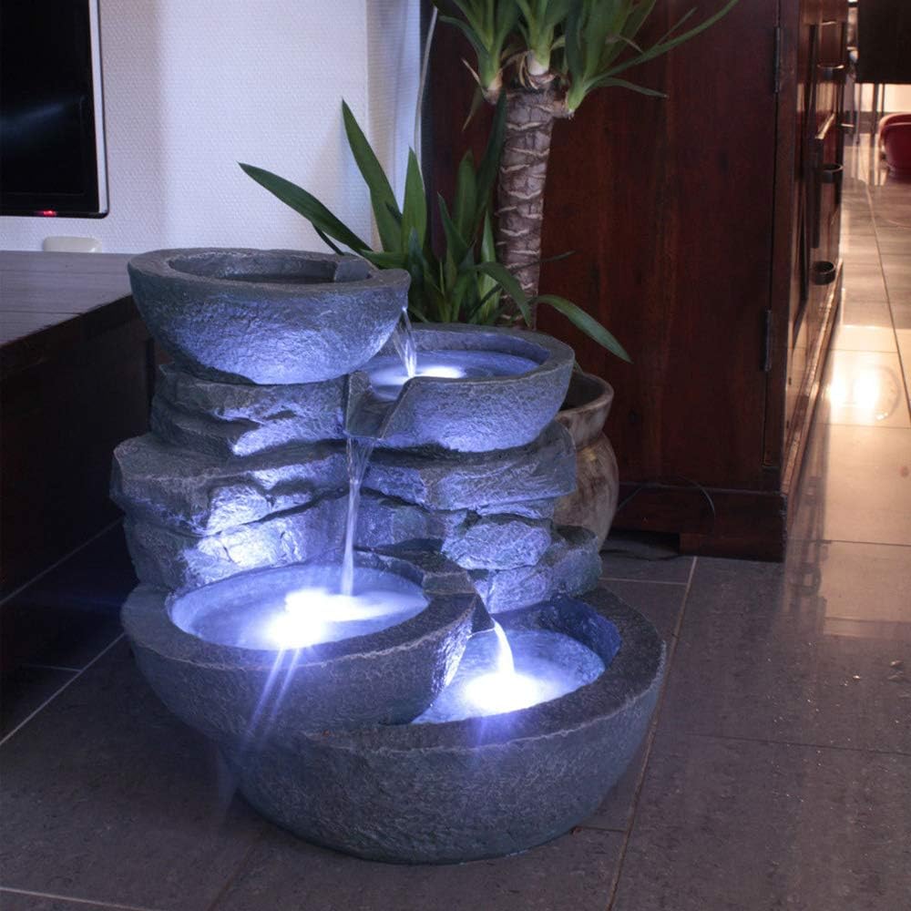 Arnusa Gartenbrunnen Cascades mit LED Beleuchtung Innen und Aussen Springbrunnen Zimmerbrunnen kompl