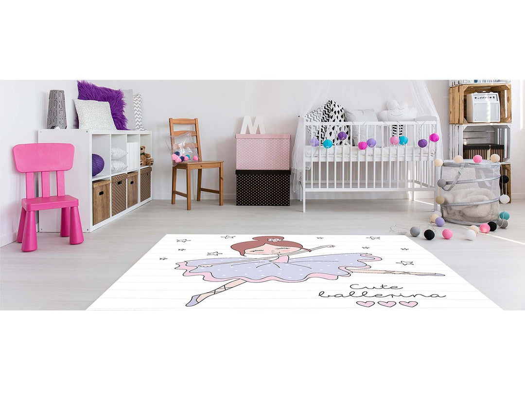 Kinderteppich Ballerina PVC 95 cm x 95 cm | Teppich für Erwachsene PVC | Vinylboden für Erwachsene 9