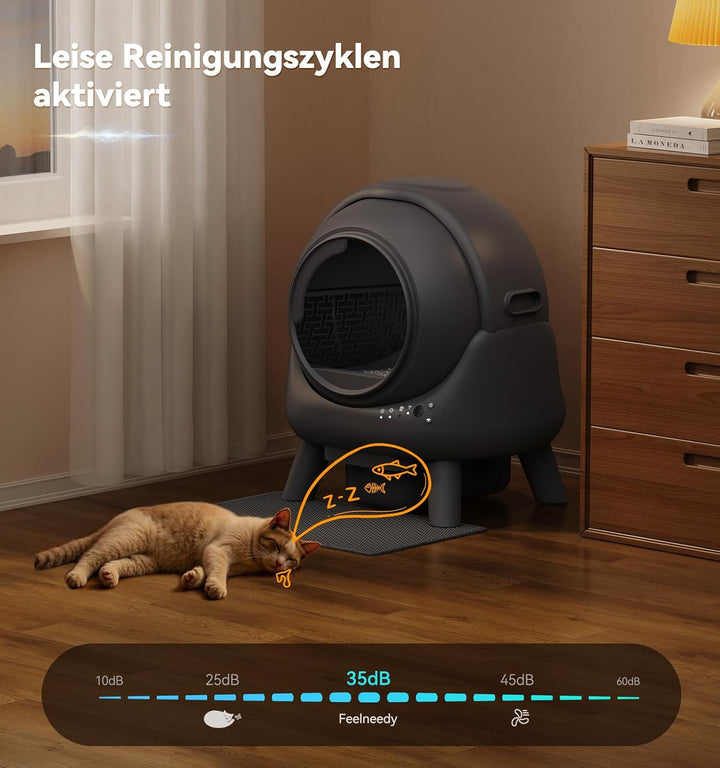 Katzenklo Selbstreinigend FEELNEEDY 65L Elektrische Automatische Katzentoilette, APP-gesteuert, Sich