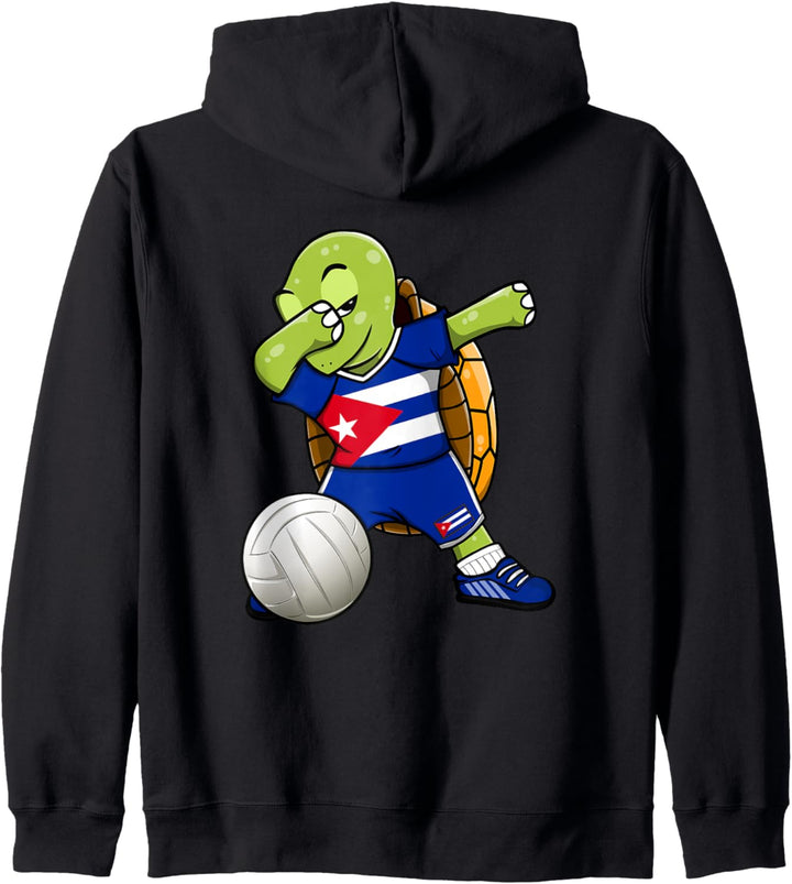 Dabbing Schildkröte Kuba Volleyball Mannschaft Flagge Sport Kapuzenjacke