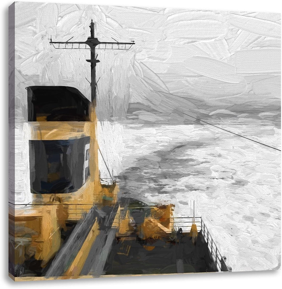 Pixxprint Grosses Schiff 70x70cm Leinwandbild Wandbild Kunstdruck, 70x70