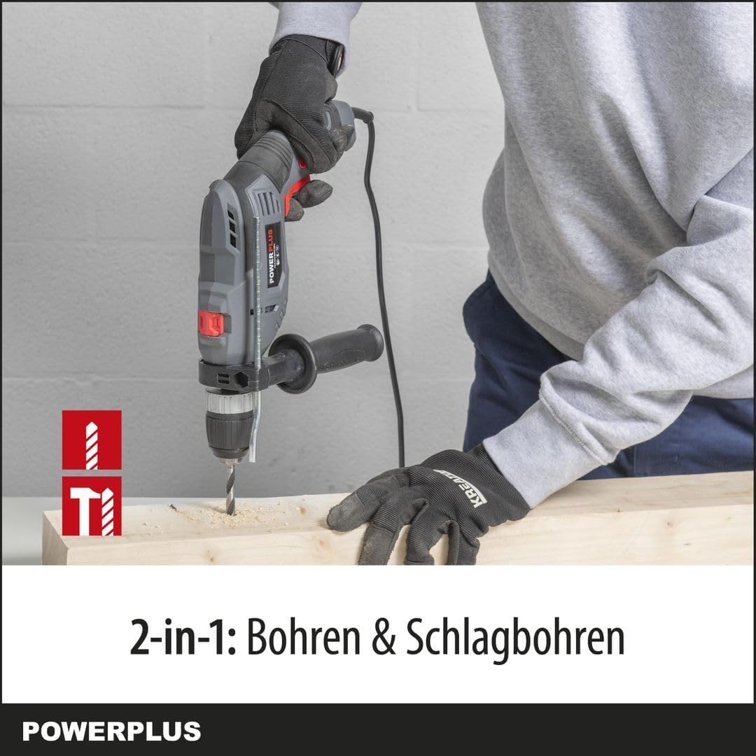 Powerplus Elektro-Schlagbohrmaschine POWE10030-2 in 1: (Schlag-) Bohren, 720 W Bohrleistung, 3 Nm, L