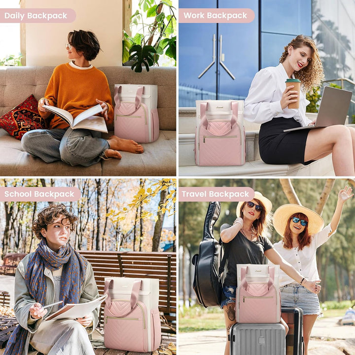 LOVEVOOK Schulrucksack Mädchen Teenager Schulranzen 15.6 Zoll Laptop Rucksack Handtasche Damen 2 in