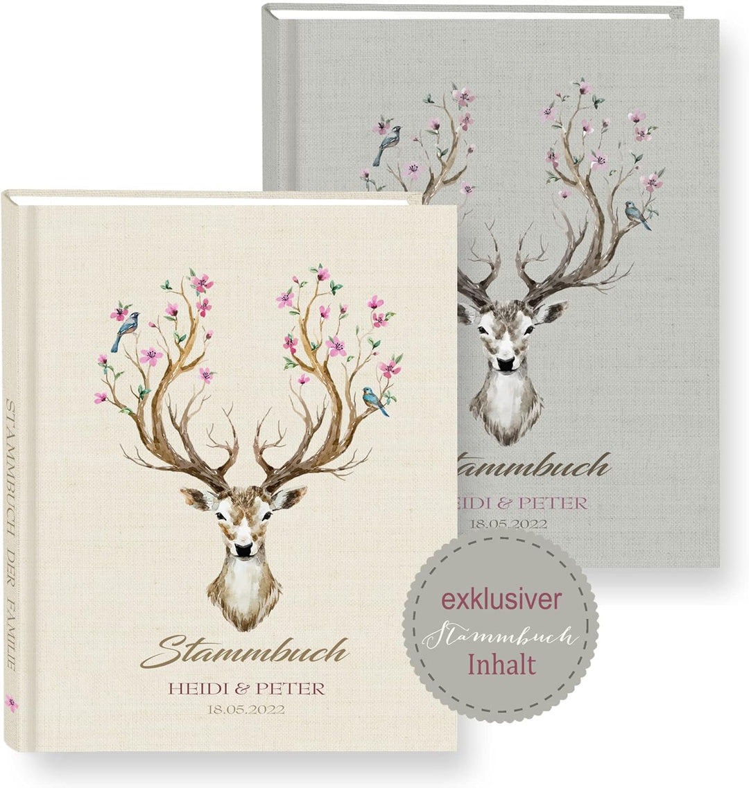 Stammbuch der Familie personalisiert Chifre beige A4 ca. 24 x 31 cm Familienstammbuch Stammbücher Hi