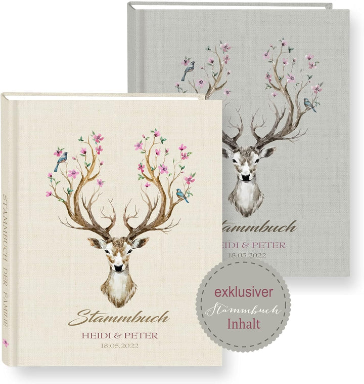 Stammbuch der Familie personalisiert Chifre beige A4 ca. 24 x 31 cm Familienstammbuch Stammbücher Hi