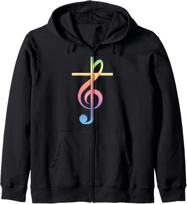 Christian Music Cross TShirt Farbe Violinschlüssel Kapuzenjacke