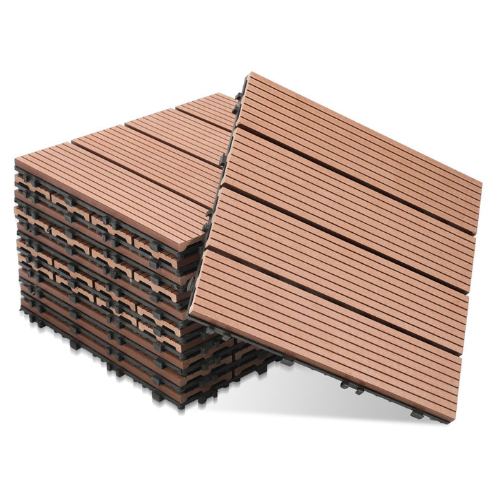 Gimisgu WPC Terrassenfliesen Holzoptik, Balkonfliesen Klicksystem Terrassendielen Klickfliese Kunsts