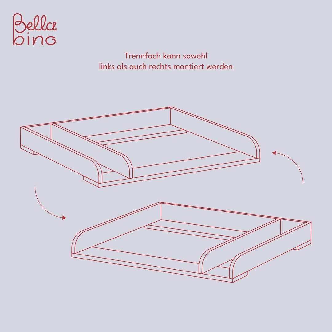 BELLABINO Oti Wickelaufsatz - Wickeltischaufsatz für Malm, Hemnes, Nordli Kommoden in weiss - Normal