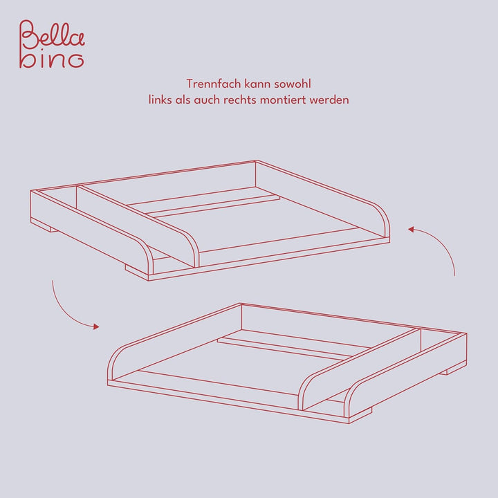 BELLABINO Oti Wickelaufsatz - Wickeltischaufsatz für Malm, Hemnes, Nordli Kommoden in weiss - Normal