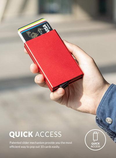 VULKIT Kartenetui Metall mit RFID NFC Schutz Karten Geldbörse Herren Geldbeutel Doppelt Karten Etui