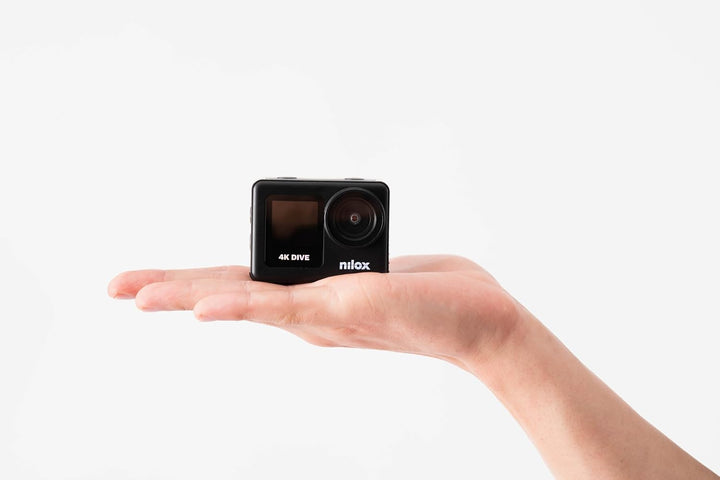 Nilox, Action Cam 4K Dive, Action Kamera 4K/60fps, Doppelbildschirm mit Touchscreen, WLAN-Verbindung