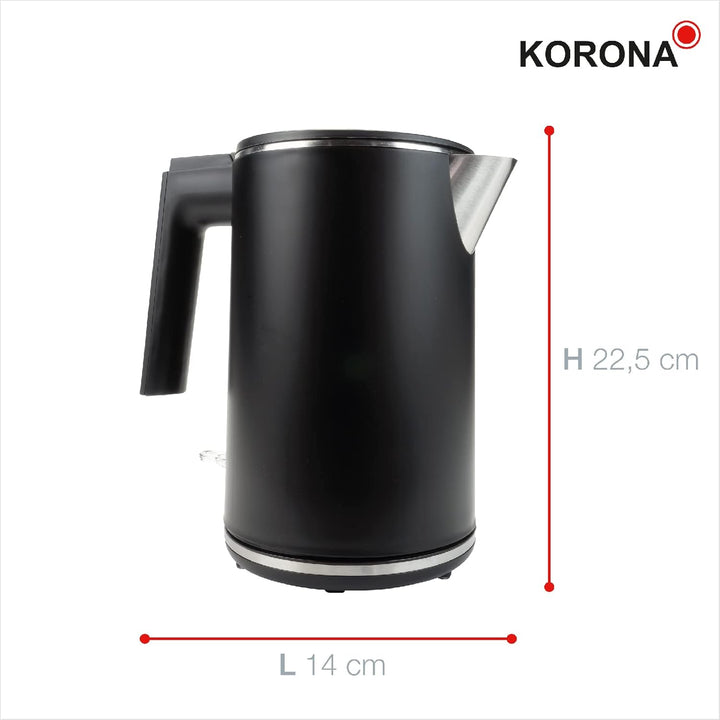 Korona 20119 Doppelwandiger Wasserkocher | 1 Liter | Hitzeabweisendes Gehäuse mit Cool Touch | 2.200