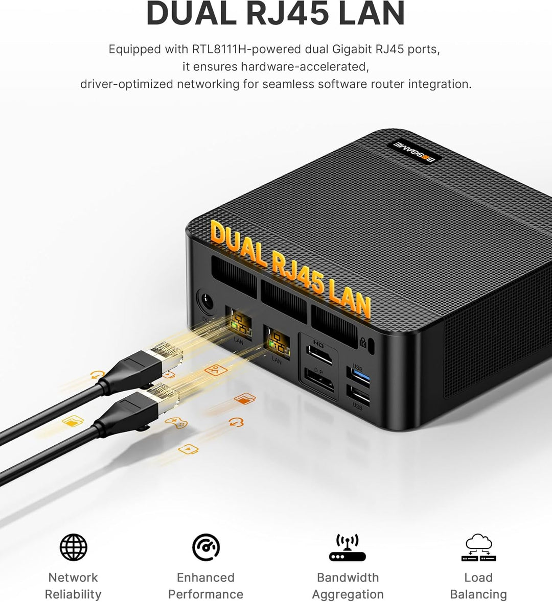 BOSGAME P6 Mini PC Windows 11 Pro für Home Office & Gaming, AMD Ryzen 9 6900HX (bis 4,9GHz), 24GB LP