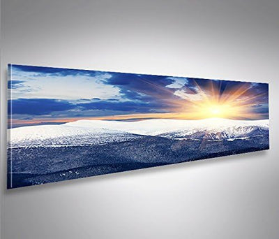 islandburner Bild Bilder auf Leinwand Berge mit Schnee Panorama XXL Poster Leinwandbild Wandbild Dek