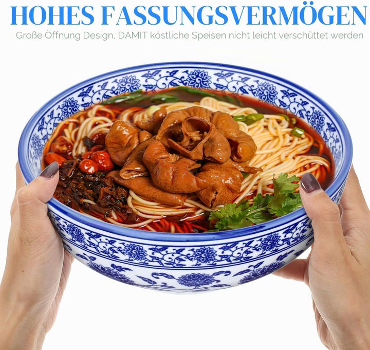 BESTonZON Keramik Suppensch¨¹ssel Nudelschale Asiatische Ramen Sch¨¹ssel Blau 8 Zoll Chinesische Sti