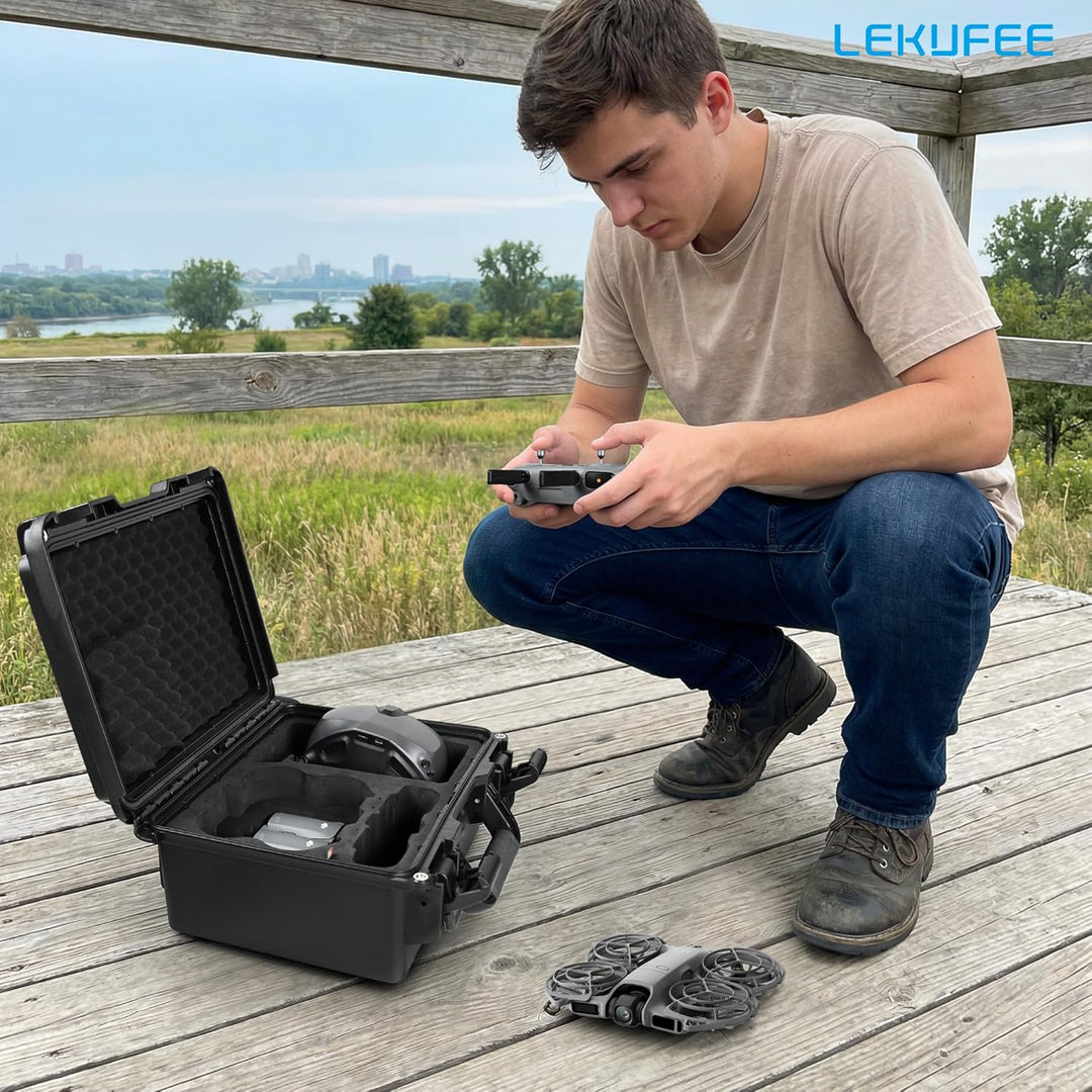 LEKUFEE wasserdichte Harte Transportkoffer für DJI Neo 2 Drohne, Fly More Combo, DJI RC 2, RC N3, Go