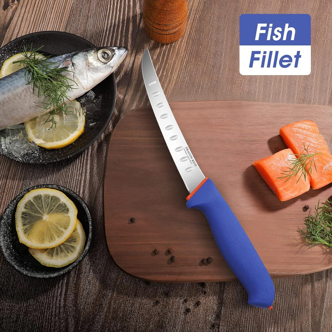 DRAGON RIOT Ausbeinmesser profi, 6 Zoll Fleischmesser Flexibel Metzgermesser, Grillmesser scharf Fle