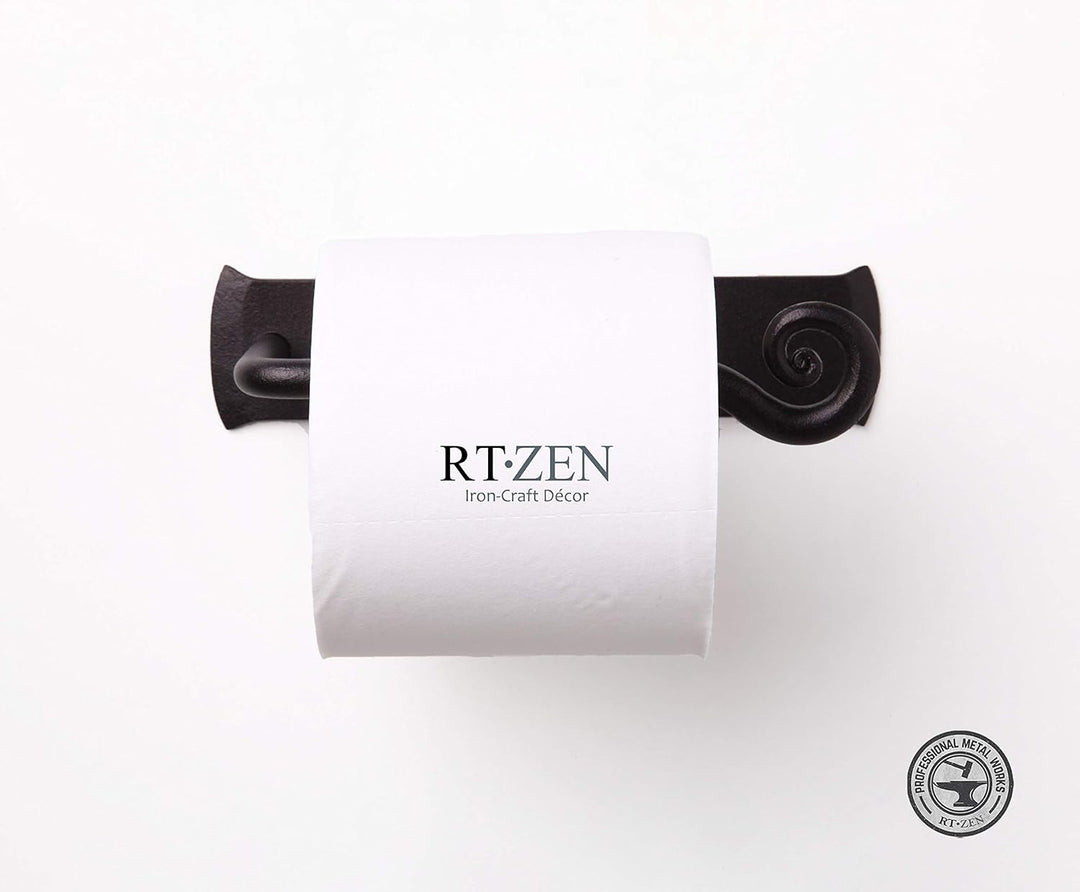 RTZEN Schmiedeeisen Toilettenpapierhalter | Handgefertigt Rolle Aufhänger | by Décor Schwarz, Schwar