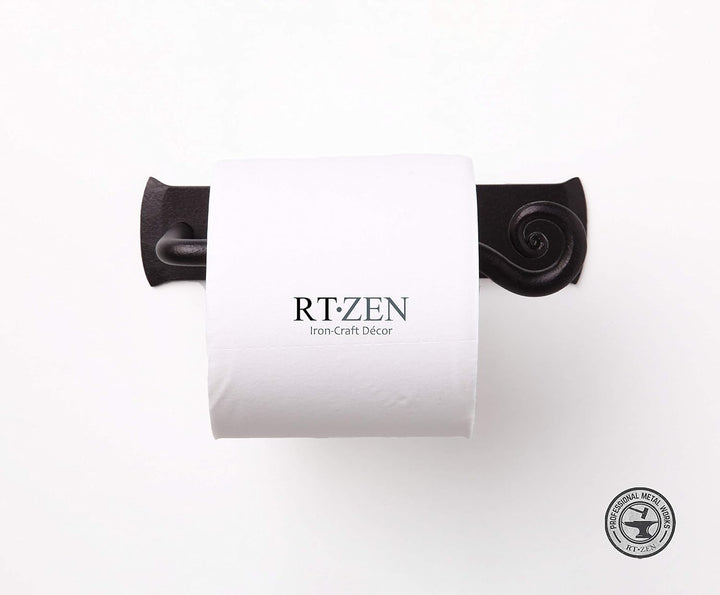 RTZEN Schmiedeeisen Toilettenpapierhalter | Handgefertigt Rolle Aufhänger | by Décor Schwarz, Schwar