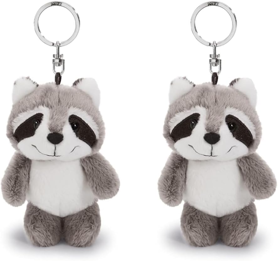 NICI 47869 Schlüsselanhänger Waschbär Rod 10cm, GRAU, One-Size (Packung mit 2) Einheitsgrösse (Packu