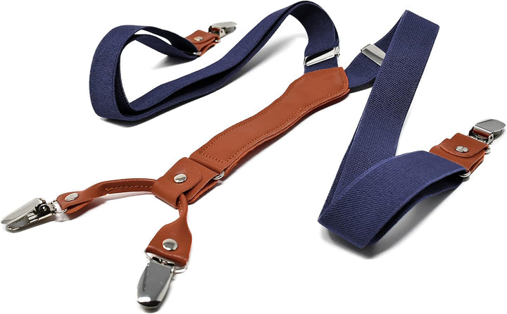 Sweet Leaf Hochwertige Blau Hosenträger Einstellbar - 4 Clips - Y Form - Klassisch, Elegant und Mode
