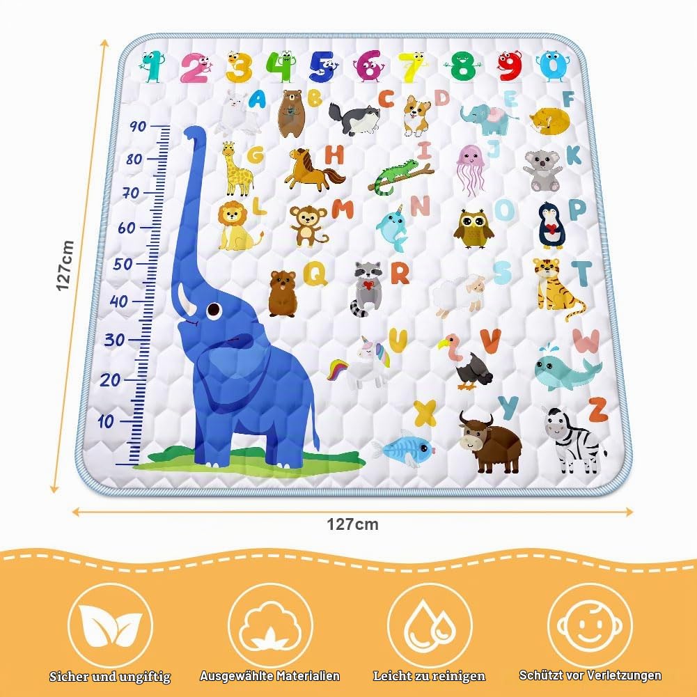 Baby Spielmatte, 127x127 cm Baby Krabbelmatte, Baby Faltbare Spielmatte, Krabbeldecke für Baby, Klei