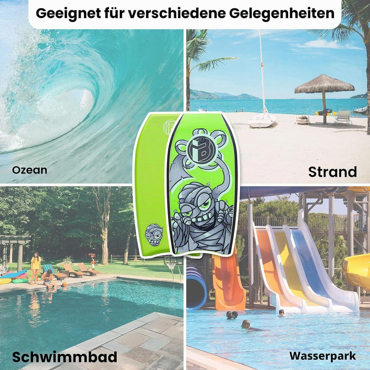Bodyboard, leichtes 94,4 cm Bodyboard mit EPS-Kern, Premium-Leine und Handgelenkschlaufe, Surfen für