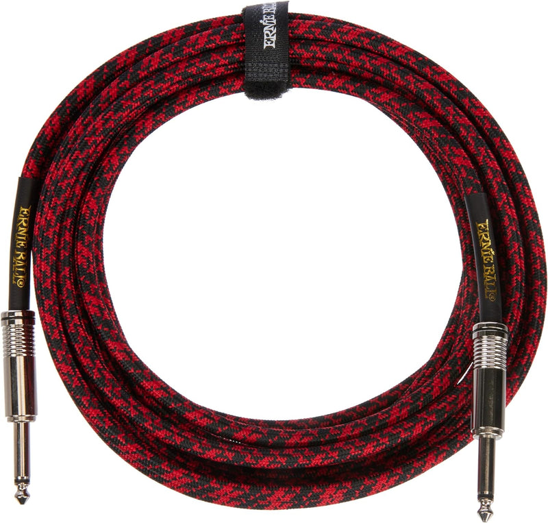 Ernie Ball Geflochtenes Instrumentenkabel gerade/gerade 5,49  m (18 ft) - Rot/Schwarz Rot/schwarz 5,