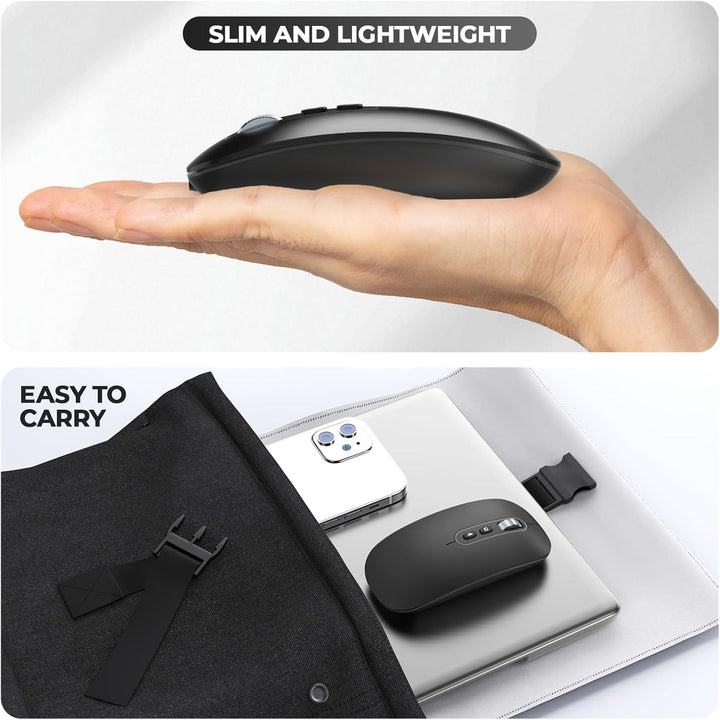PINKCAT Maus Kabellose USB C, Wiederaufladbare Dual-Modus Mouse(Bluetooth5.1+USB C), Leise Bluetooth