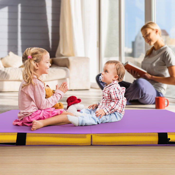 COSTWAY Turnmatte klappbar, 122 x 122 x 10 cm Weichbodenmatte, Gymnastikmatte faltbar & tragbar, qua