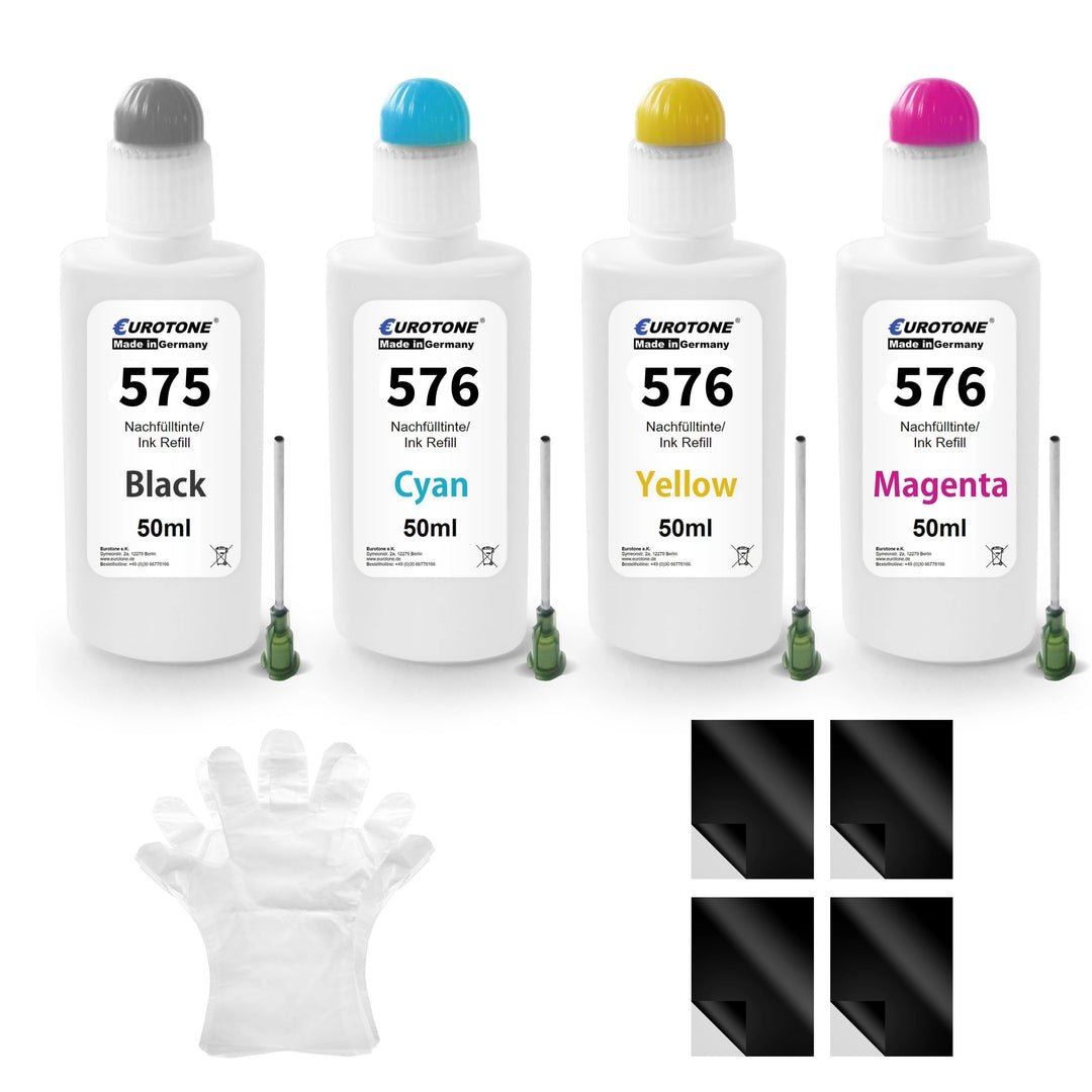 Eurotone Refillset PG-575XL CL-576XL Nachfülltintenset Kompatibel für Canon PIXMA TS3550i TS3551i TR