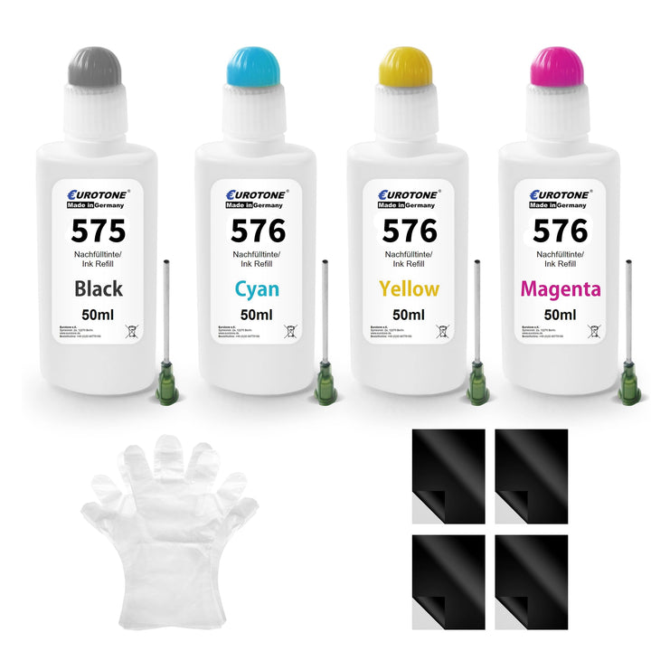 Eurotone Refillset PG-575XL CL-576XL Nachfülltintenset Kompatibel für Canon PIXMA TS3550i TS3551i TR