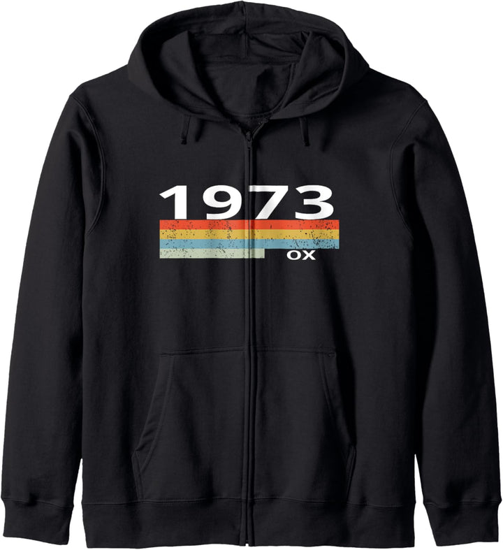 1973 Vintage Streifen Geburtstag Chinesisches Ochsenjahr Kapuzenjacke