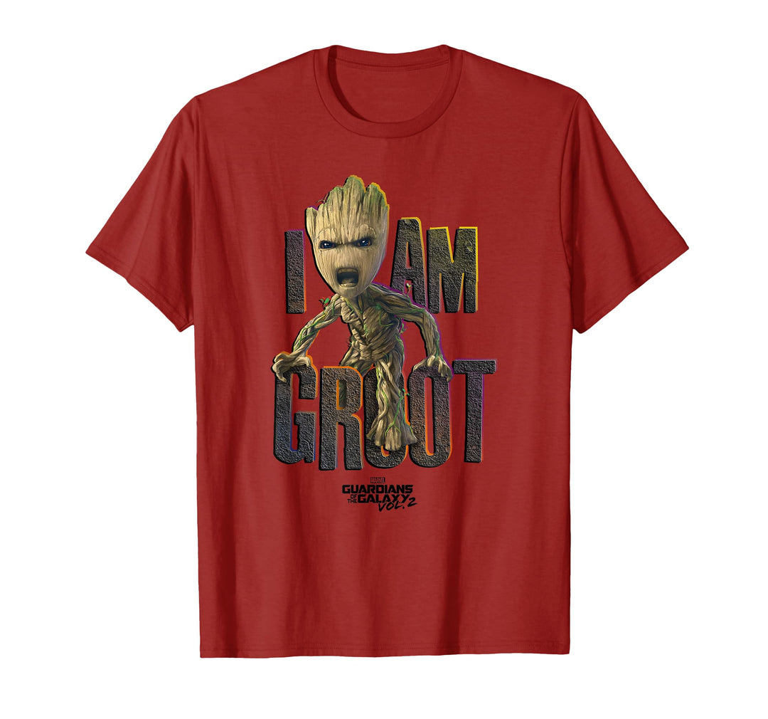 Marvel Womens Guardians Vol.2 I AM Groot Cute Angry T-Shirt C2 Large Red