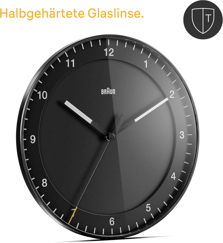Braun klassisch grosse analoge Wanduhr mit leisem Uhrwerk, Einfach zu lesendes Zifferblatt, 30cm Dur