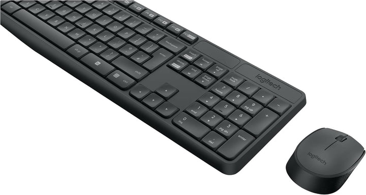 Logitech MK235 Kabelloses Set mit Tastatur und Maus für Windows, US QWERTY-Layout - Grau