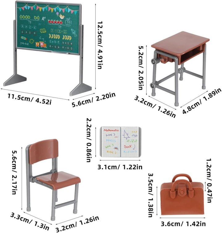 TOYANDONA 1 Set Miniatur-Klassenzimmer-Spielset Mini-Puppenmöbelmodelle mit Schultafel, Stuhl, Schre