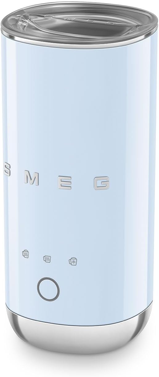 Smeg, MFF02PBEU Elektrischer Milchaufschäumer, 3 Getränkefunktionen, abnehmbarer Schneebesen, Antiha