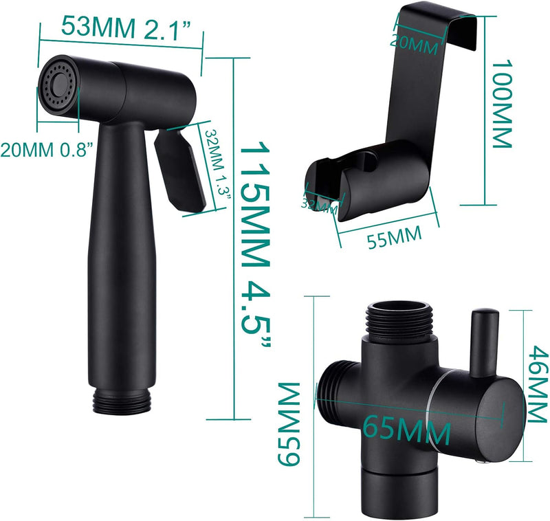 Tecmolog Bidet Handbrause Set Edelstahl Handheld Bidet Sprayer für Toilette Schwarz Handbrause WC mi