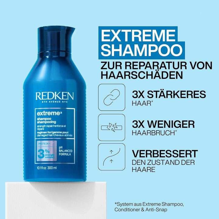 Redken Haarshampoo für sprödes und geschädigtes Haar, Anti Haarbruch, Mit Sojaproteinen, Ceramiden,