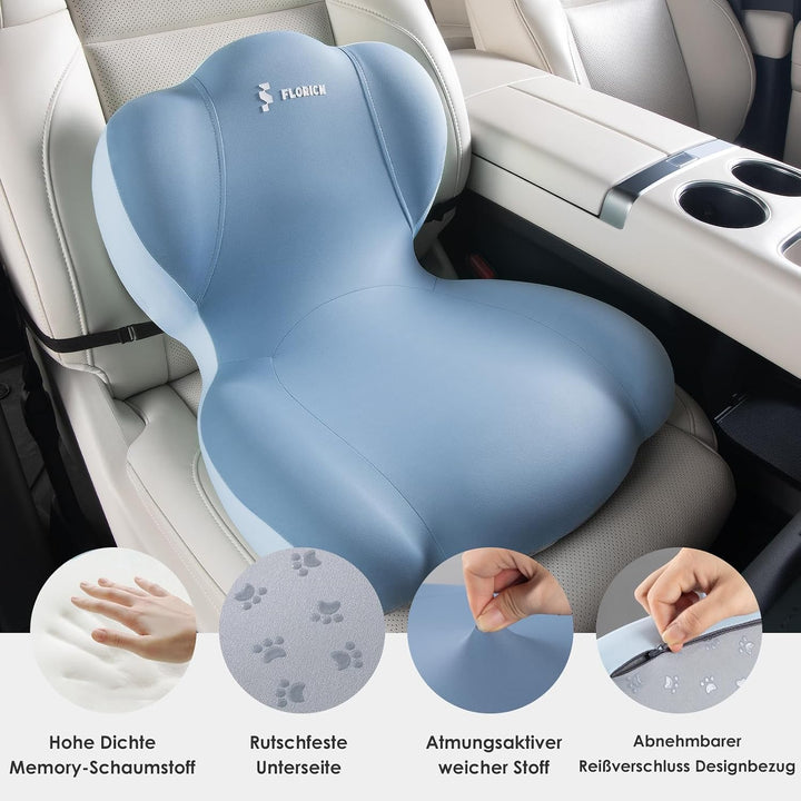 FLORICH Sitzkissen Orthopädisch und Lendenstützkissen Memory-Schaum Ergonomisches Sitzkissen einteil