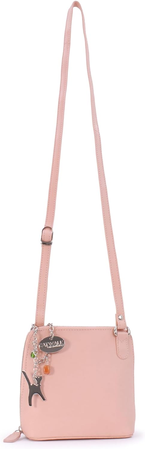 Catwalk Collection Handbags - Leder - Klien Umhängetasche/Schultertasche - LENA S Rosa, S Rosa